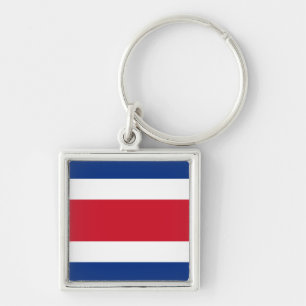 Costa Rica Flagga Keychain Fyrkantig Silverfärgad Nyckelring