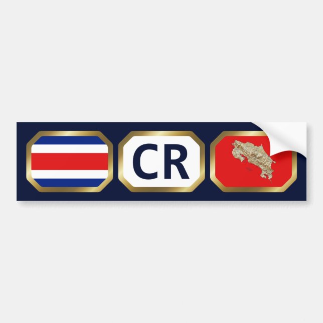 Costa Rica Flagga kod Bumper Sticker Bildekal (Framsidan)