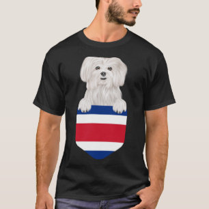 Costa Rica Flagga Maltesisk Hund i Pocket T Shirt