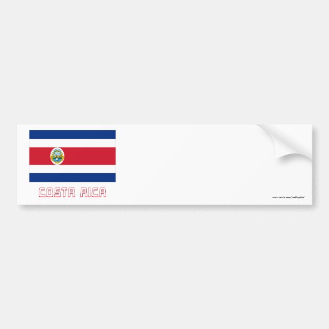 Costa Rica flagga med namn Bildekal (Framsidan)