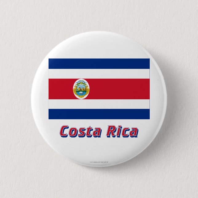 Costa Rica flagga med namn Knapp (Framsida)