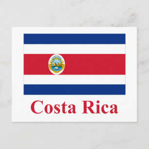 Costa Rica Flagga med Namn Vykort