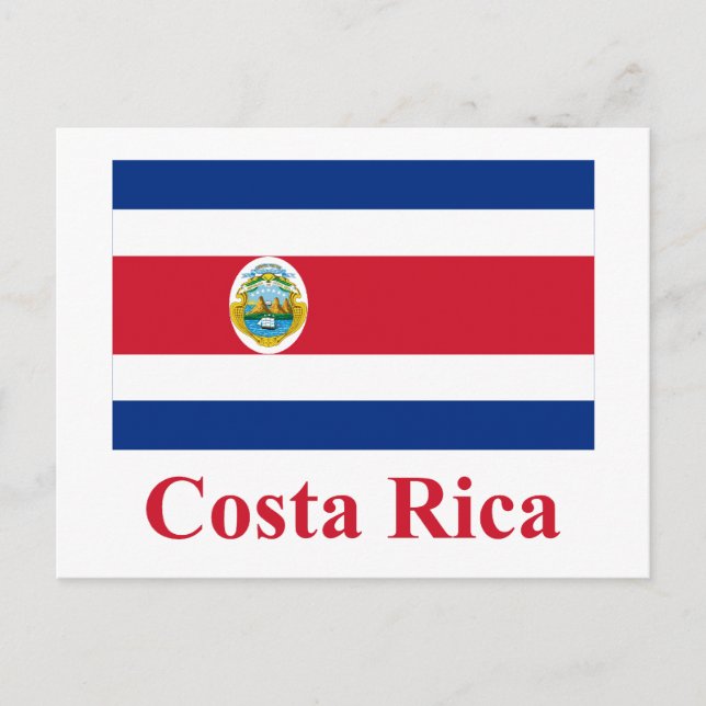 Costa Rica Flagga med Namn Vykort (Framsida)