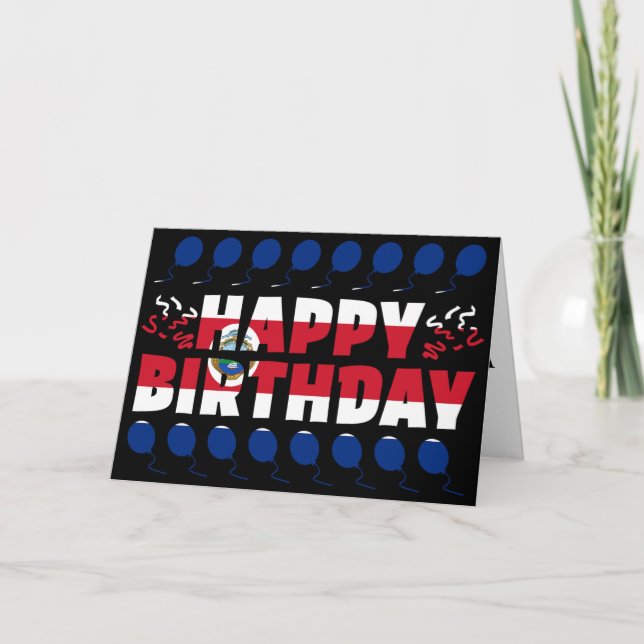Costa Rica Flagga Patriotic Birthday Kort (Framsida)