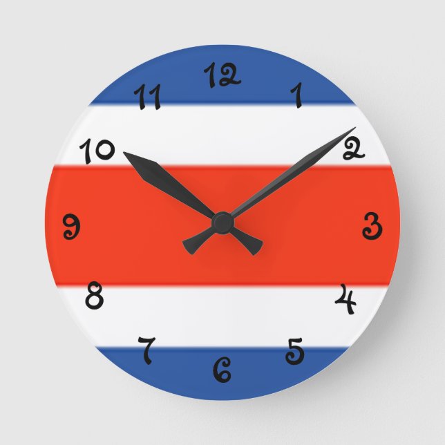 Costa Rica Flagga Rund Klocka (Framsida)