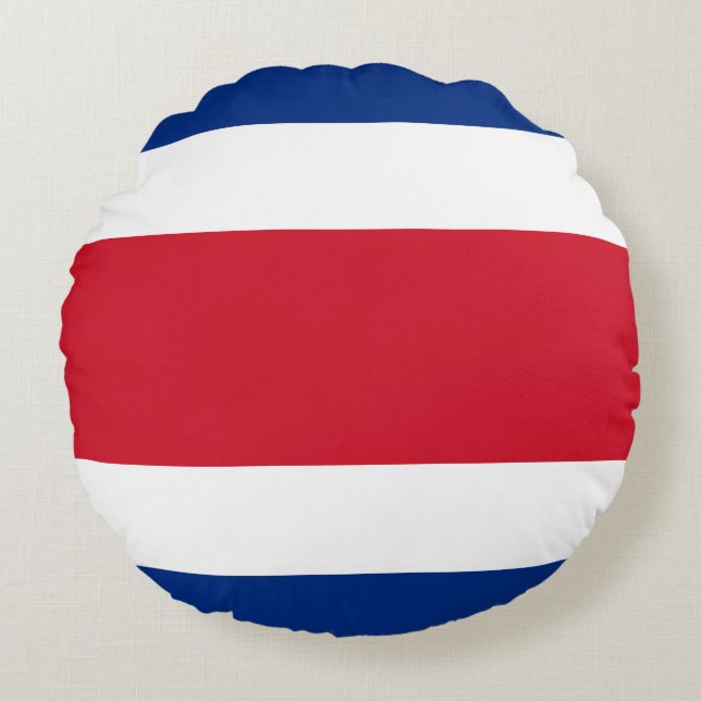 Costa Rica Flagga Rund Kudde (Framsidan)