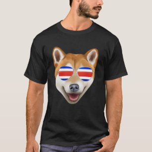 Costa Rica Flagga Shiba Inu Hund Tico Pocket T Shirt