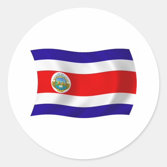 Costa Rica Flagga Sticker Runt Klistermärke (Framsida)