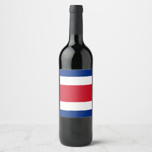 Costa Rica flagga Vinflaska Etikett