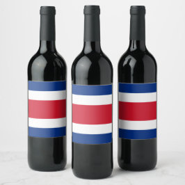 Costa Rica flagga Vinflaska Etikett