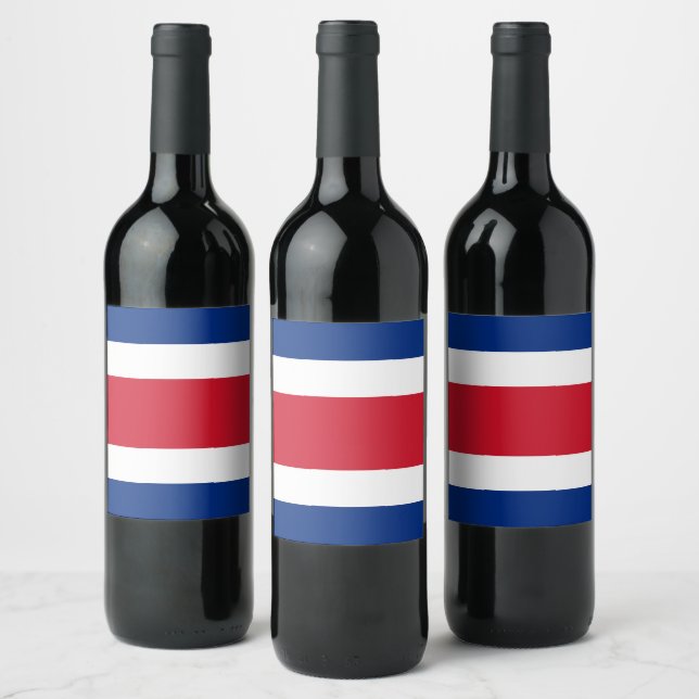 Costa Rica flagga Vinflaska Etikett (Flaskor)
