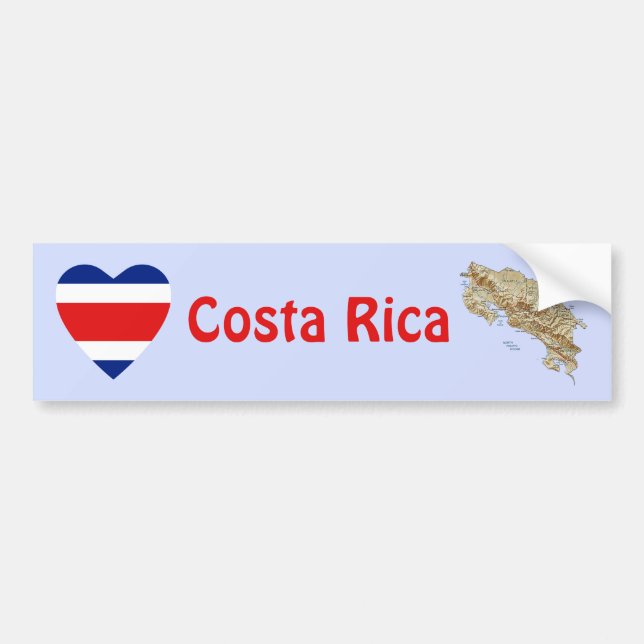 Costa Rica flaggahjärta + Kartabildekal Bildekal (Framsidan)