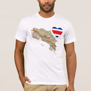 Costa Rica flaggahjärta + KartaT-tröja Tröja