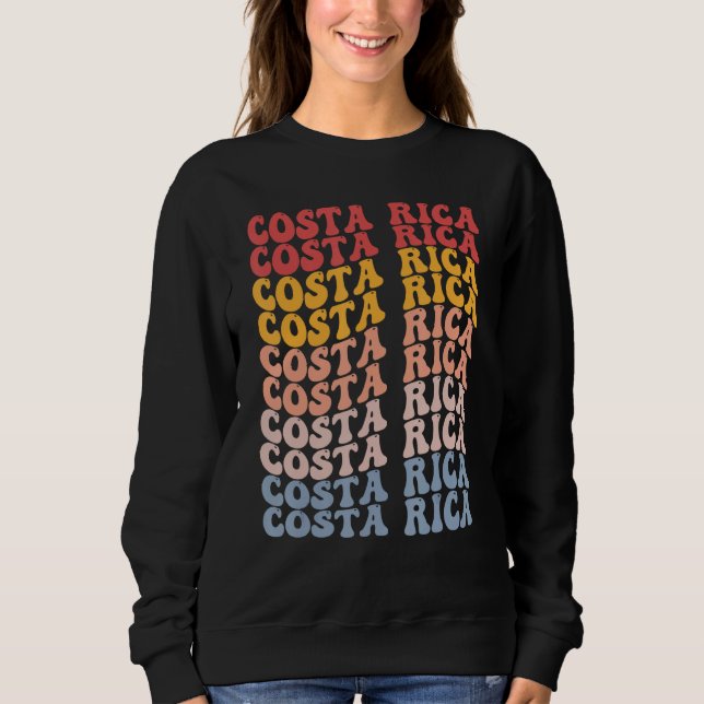 Costa Rica Groovy Retro Costa Rican T Shirt (Framsida)