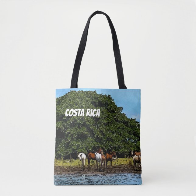 Costa Rica - Hästar vid Vatten Tygkasse (Framsida)