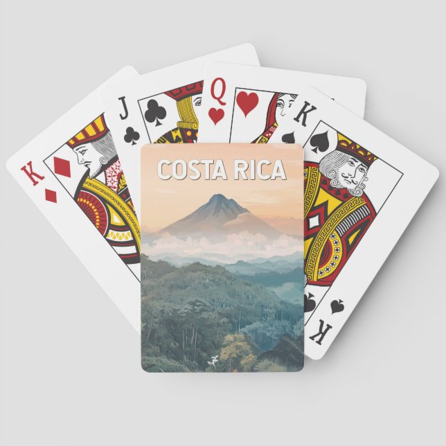 Costa Rica Illustration Travel Art Vintage Casinokort (Baksidan)