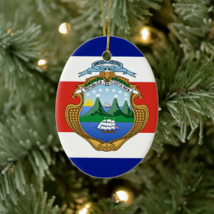 Costa Rica (jackande av arm/flagga) Julgransprydnad Keramik