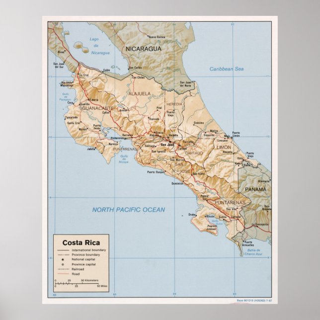 Costa Rica Karta (1987) Poster (Framsidan)