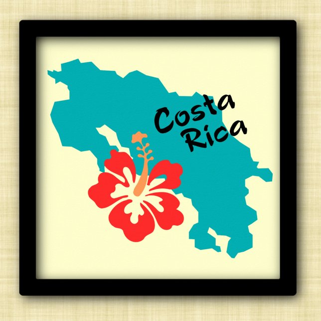 Costa Rica karta art med hibiscus blomma Poster (Skapare uppladdad)