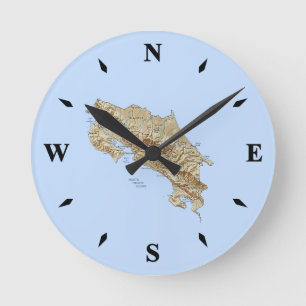 Costa Rica Karta Clock Rund Klocka