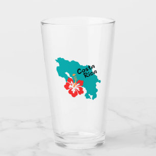 Costa Rica karta-kontur med hibiscus i färg Glaskopp