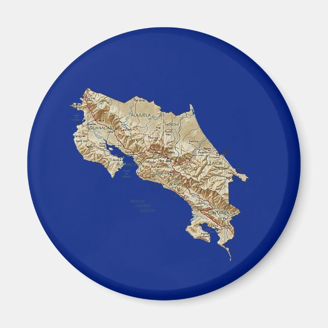 Costa Rica Karta Magnet (Framsidan)
