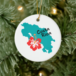 Costa Rica karta med hibiscus Julgransprydnad Keramik