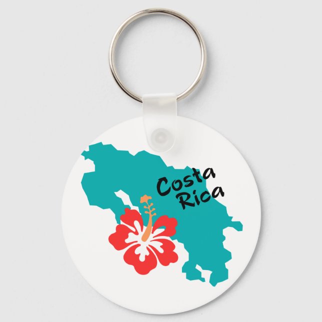Costa Rica karta med hibiscus Nyckelring (Framsida)