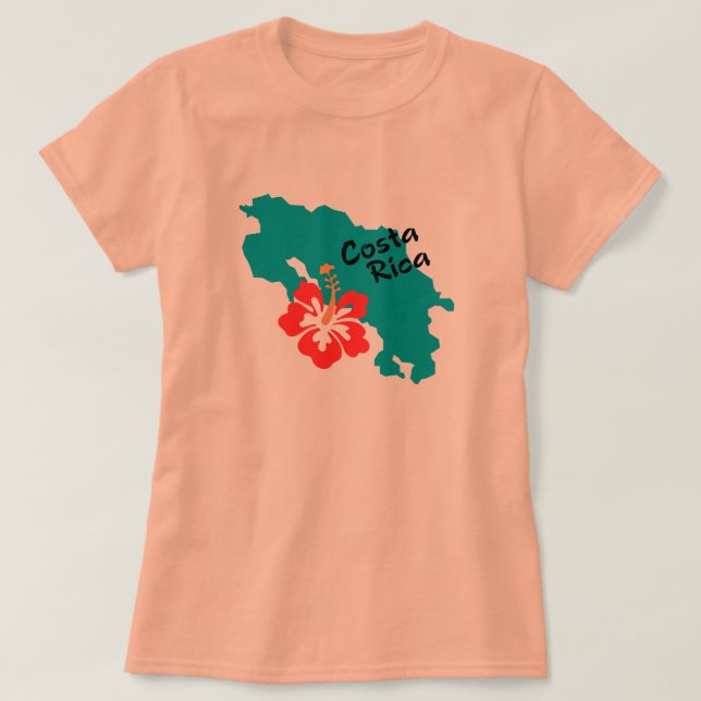 Costa Rica karta med hibiskus Tee (Design framsida)