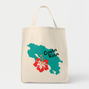 Costa Rica karta med hibiskus Tygkasse