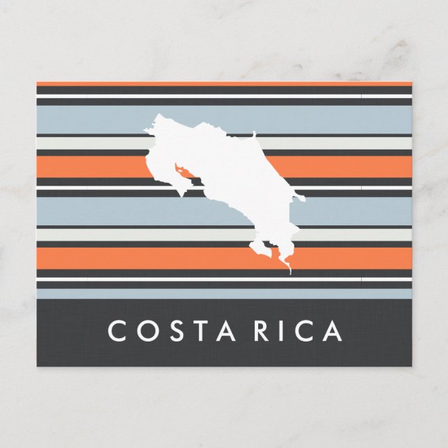 Costa Rica Karta: Moderna Ränder Vykort (Framsida)