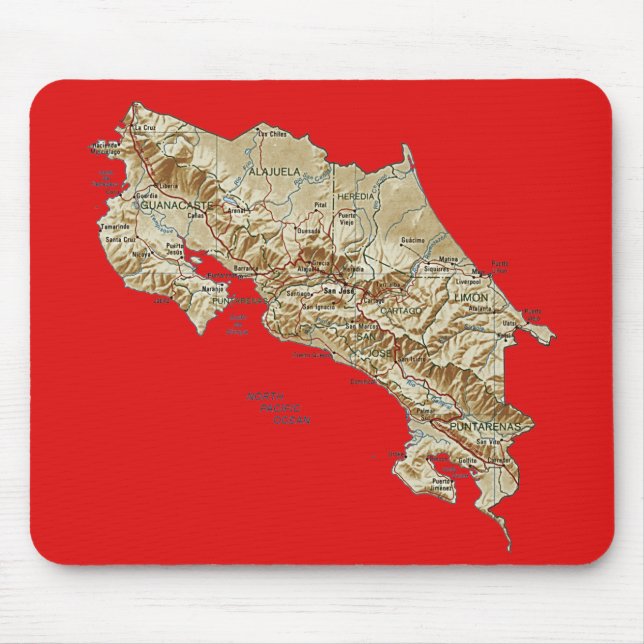 Costa Rica Karta Mousepad Musmatta (Framsidan)