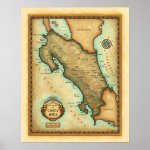 Costa Rica Karta Poster