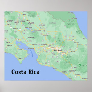 Costa Rica Karta Poster utskrift