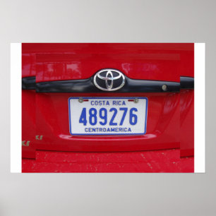 Costa Rica License Plate Poster