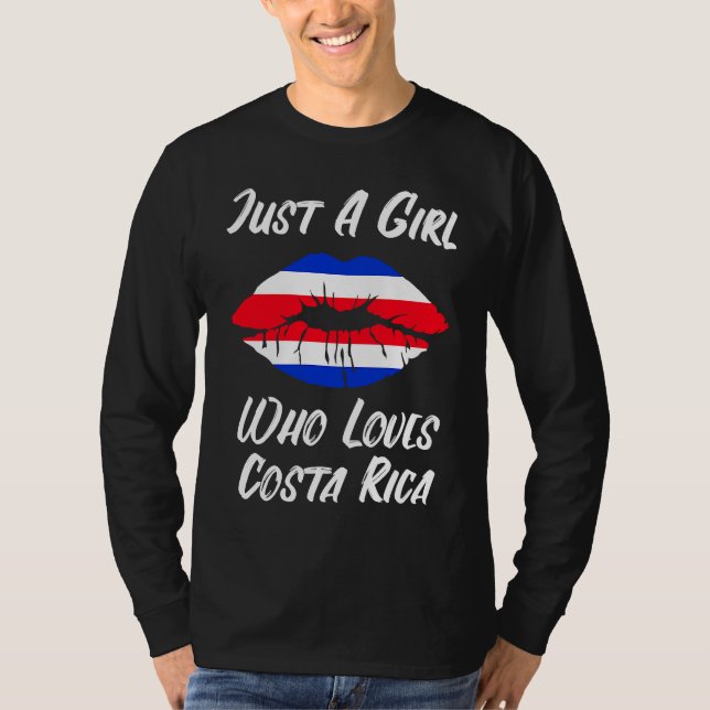 Costa Rica Lips Mouth Love Flag T Shirt (Framsida)