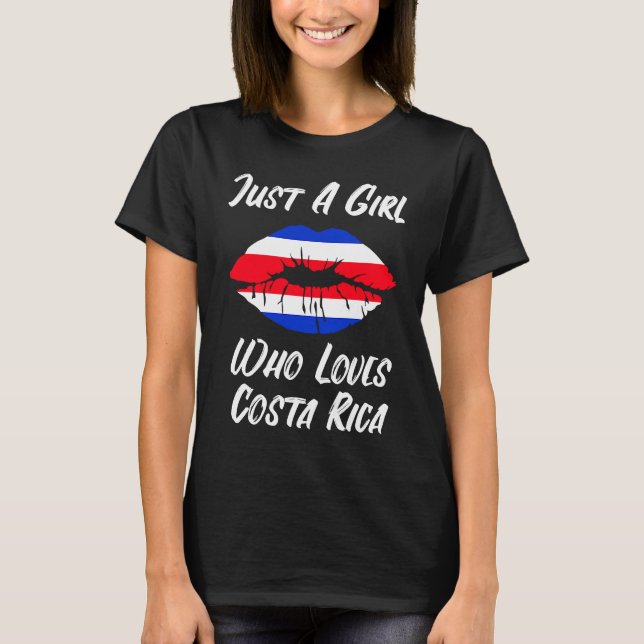 Costa Rica Lips Mouth Love Flag T Shirt (Framsida)