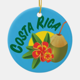 Costa Rica ljusa färger med hibiscus och kokokosnö Julgransprydnad Keramik
