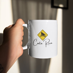 Costa Rica Monkey Crossing Sign Pura Vida Souvenir Kaffemugg