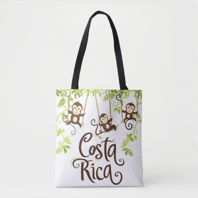 Costa Rica Monkey Tote Bag Tygkasse (Framsida)