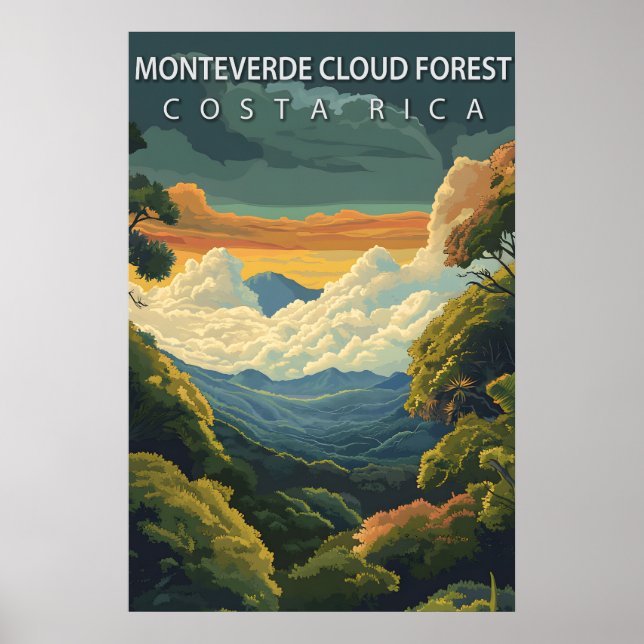 Costa Rica Monteverde Molnskog Resa Poster (Framsidan)