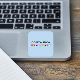 Costa Rica Nautical Maritime Sailing Flaggor Fyrkantigt Klistermärke