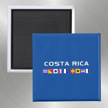 Costa Rica Nautical Maritime Sailing Flaggor Mörk Magnet<br><div class="desc">Visar namn i Costa Rica land i vit modern text och stavad med färgstark sjösignal flaggor. Bakgrunden färg är blå. Ljudande souvenir för invånare i Costa Rica,  San Jose,  Centralamerika,  turister,  ekoturister,  besökare,  kryssningsbåtpassagerare,  strand och vatten älskare,  t.ex. sjömän,  sjömän,  båtar,  surfare,  snorkeler. Få nautiska känslan.</div>
