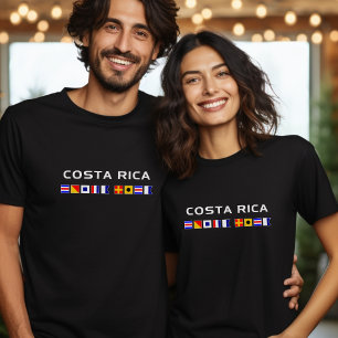 Costa Rica Nautical Maritime Sailing Flaggor Mörk T Shirt