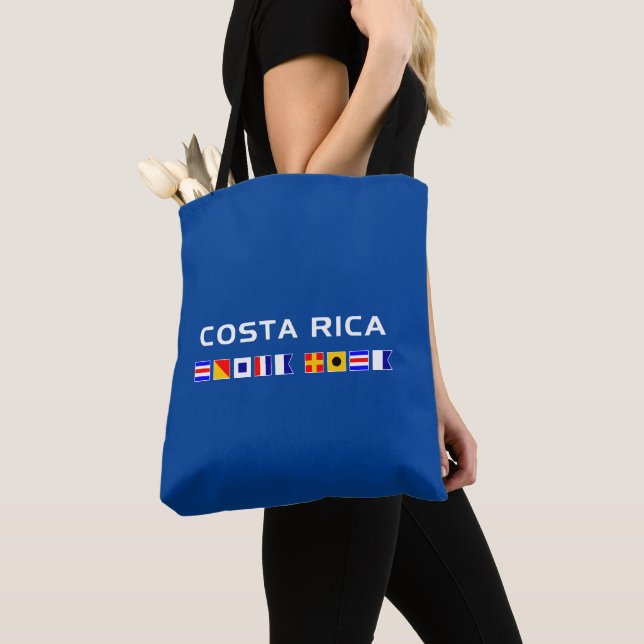 Costa Rica Nautical Maritime Sailing Flaggor Mörk Tygkasse (Närbild)