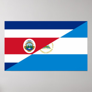 Costa Rica nicaragua halvt flaggasymbol Poster