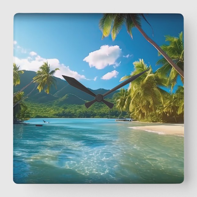Costa Rica öparadis  Fyrkantig Klocka (Framsida)