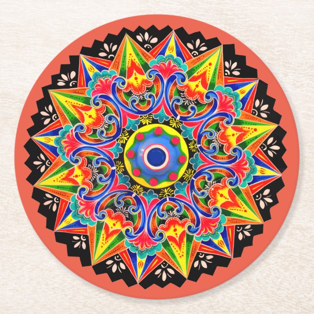 Costa Rica Ox Cart Wheel Carreta Underlägg Papper Rund (Framsidan)