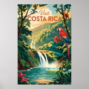 Costa Rica Papegoja Illustration Resa Konst Vintag Poster
