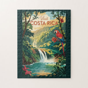 Costa Rica Papegoja Illustration Resa Konst Vintag Pussel
